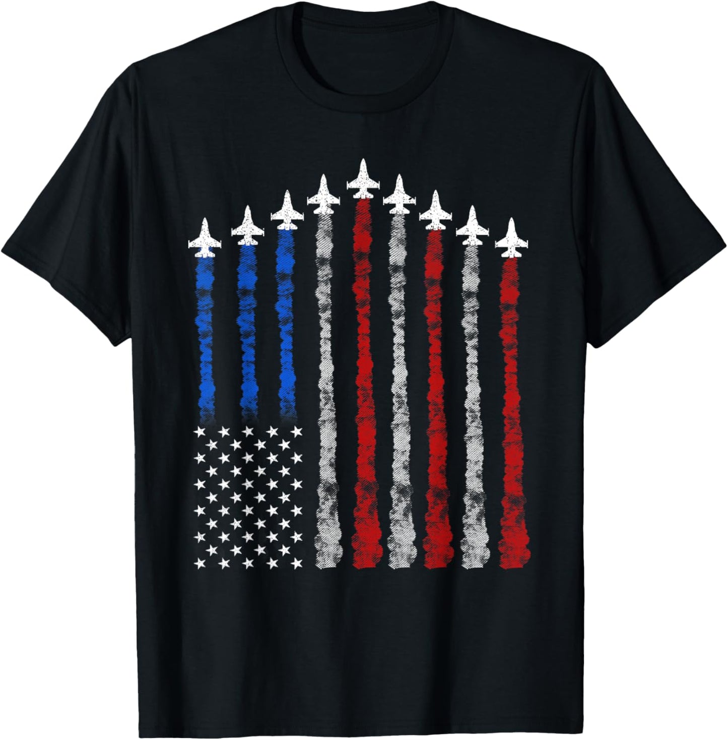 Fighter Jet Airplane USA Flag 4th Of July Patriotic T-Shirt