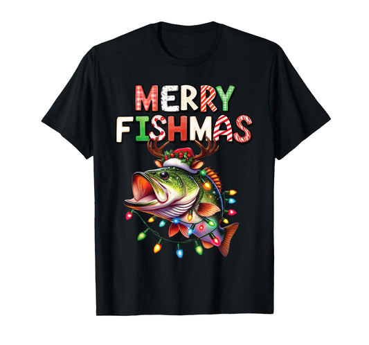 Merry Fishmas Santa Fishing Lovers Funny Fisherman Christmas T-Shirt