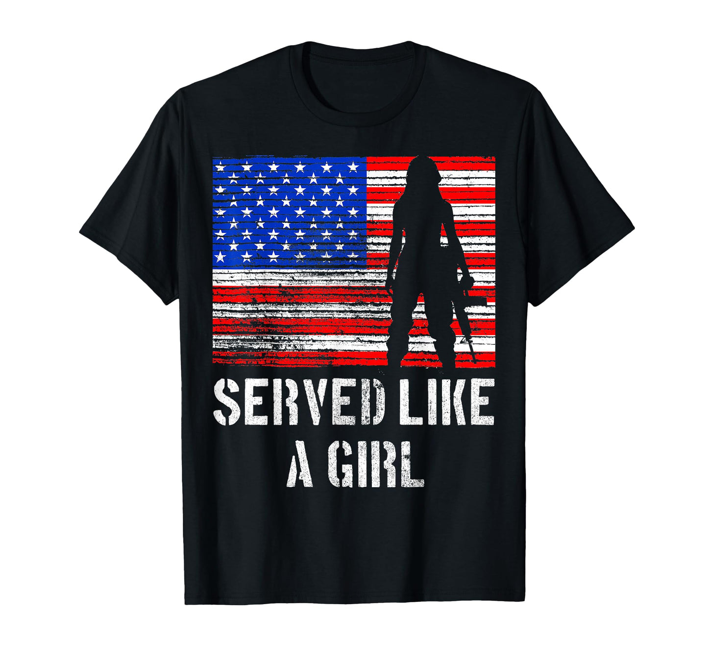 Female Veteran Served Like a Girl Patriotic American Flag T-Shirt