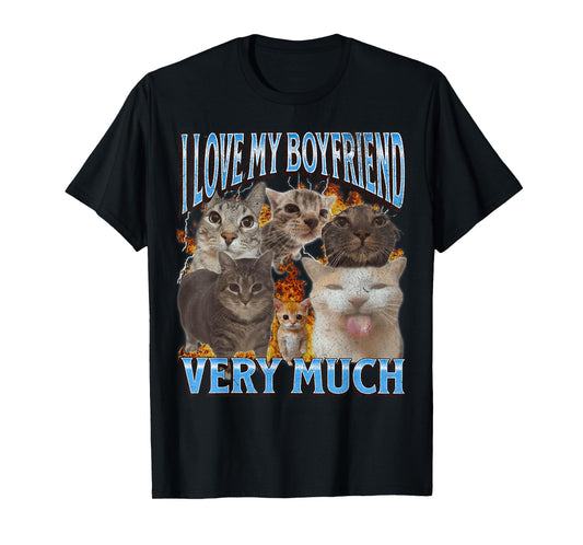 My Boyfriend Funny Cat Meme Bootleg Graphic T-Shirt