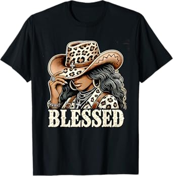 Vintage African Christian Woman Retro Black Western Cowgirl T-Shirt