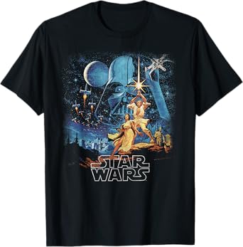 Star Wars A New Hope Faded Vintage Retro Poster Disney+ T-Shirt
