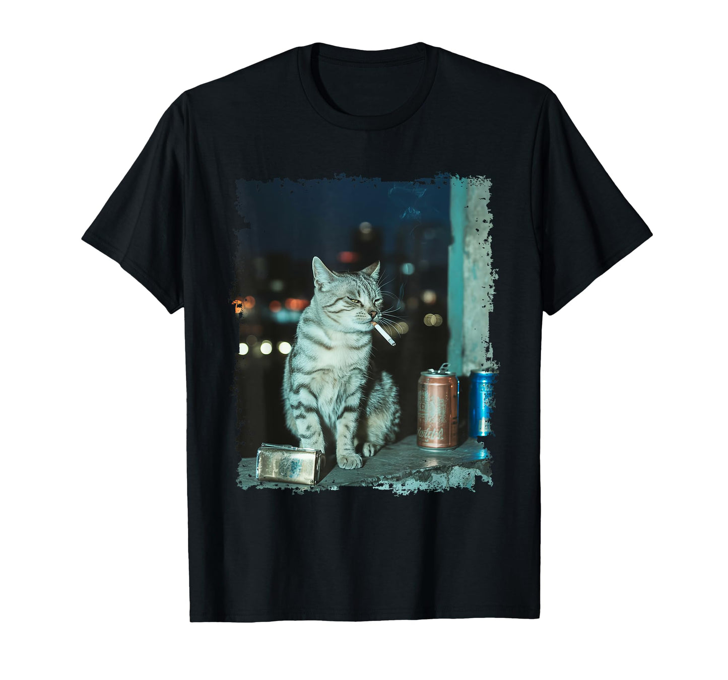 Cigarette Kitten Funny Smoking Cat Meme Stupid Brainrot T-Shirt