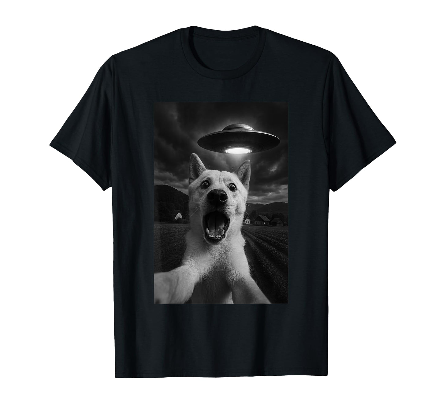 Korean Jindo Dog UFO Encounters Selfie Men Women Kids T-Shirt