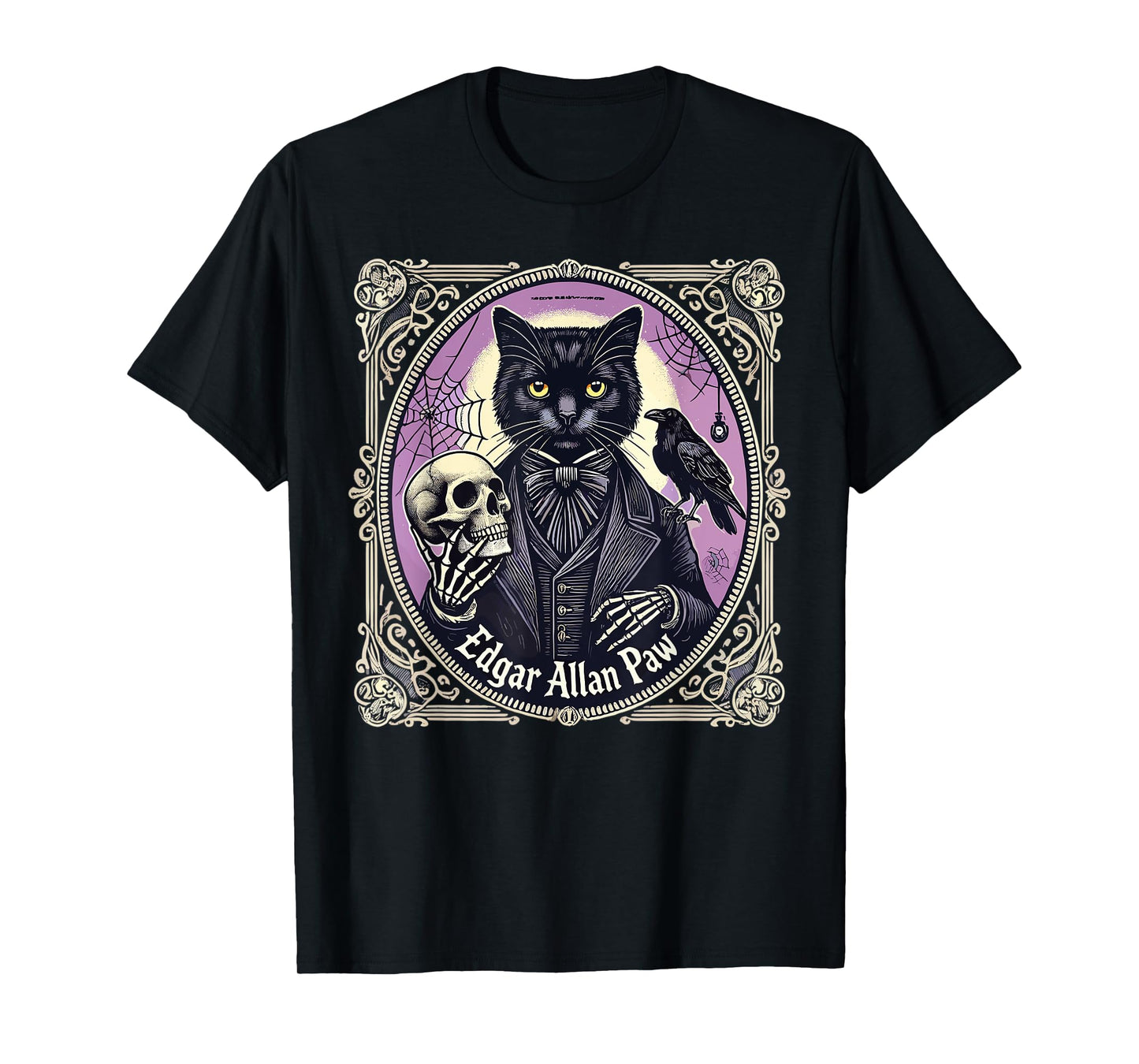 “Edgar Allan Paw” Funny Pun Black Cat Gothic Theme T-Shirt