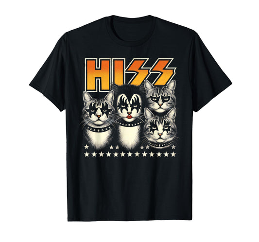 Hiss Funny Cats Kittens Rock Rockin Birthday Gifts Idea T-Shirt