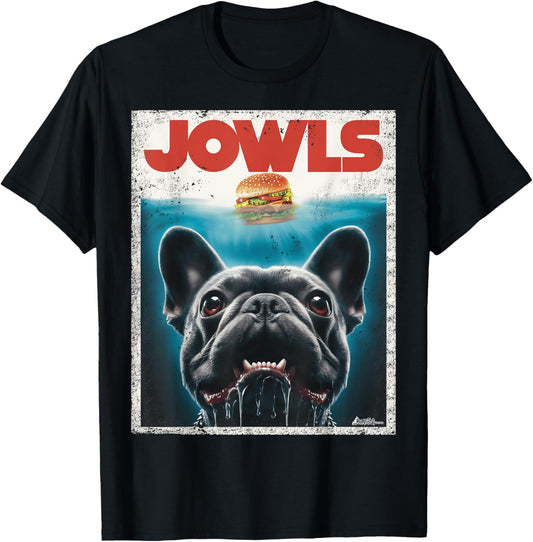 Funny Black French Bulldog Jowls Top, Frenchie Mom, Dog Dad T-Shirt