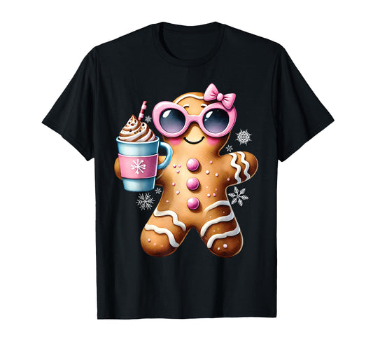 Gingerbread Drinking Hot Chocolate Bougie Women Christmas T-Shirt