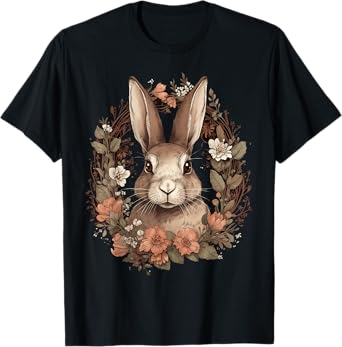 Cute Cottagecore Floral Rabbit Aesthetic Women Girls Graphic T-Shirt