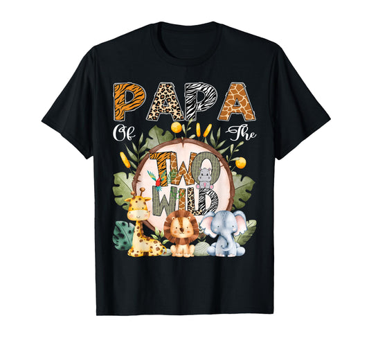 Papa Of The Two Wild Animal Safari 2Nd Birthday Party T-Shirt