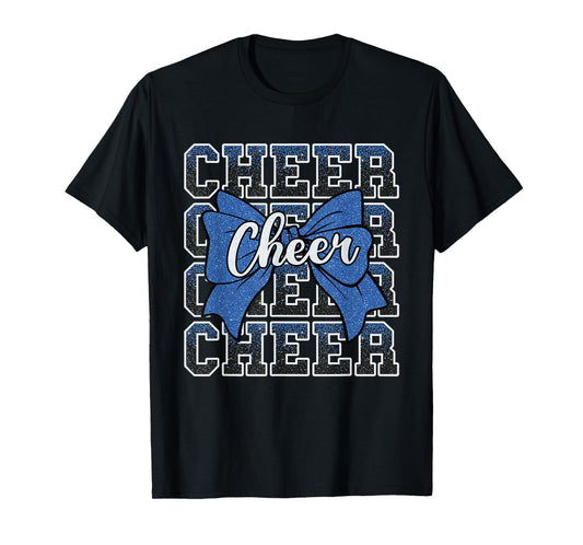 Coquette Cheer Bow Sport Cheerleader Cheerleading Blue T-Shirt