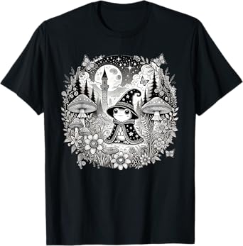 Cute Cottagecore Aesthetic Frog Wizard T-Shirt
