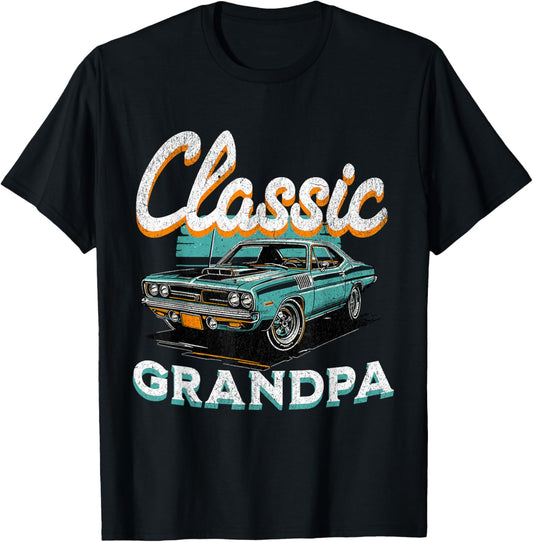 Vintage Funny Grandpa Classic Car Graphic Father's Day T-Shirt