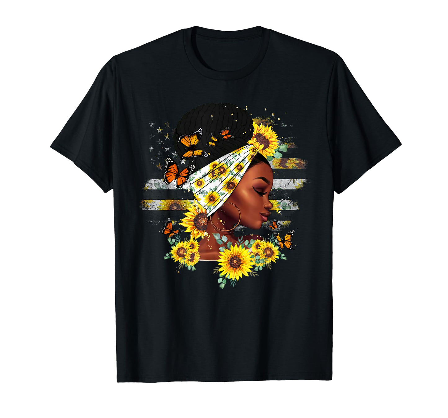 Womens Sunflower Black Girl Queen Black History Month T-Shirt