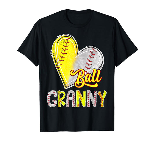 Ball Granny Heart Baseball Softball Lover Granny Of Both T-Shirt