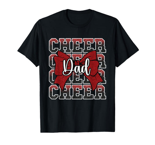 Cheer Dad Daddy Bow Sport Cheerleader Cheerleading Red T-Shirt