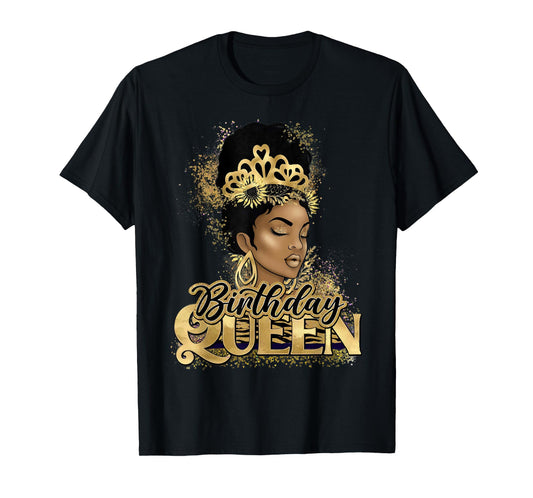 Birthday Queen African American Black Woman T-Shirt