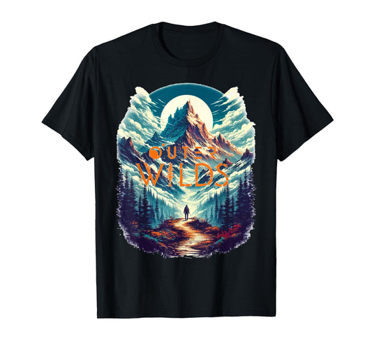 Retro Outer Wilds Text Moon Mountain Forest Tree House Sun T-Shirt