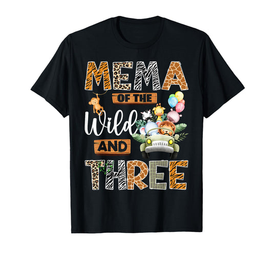 Mema of The Wild and Three 3Rd Birthday Boy Safari Truck T-Shirt