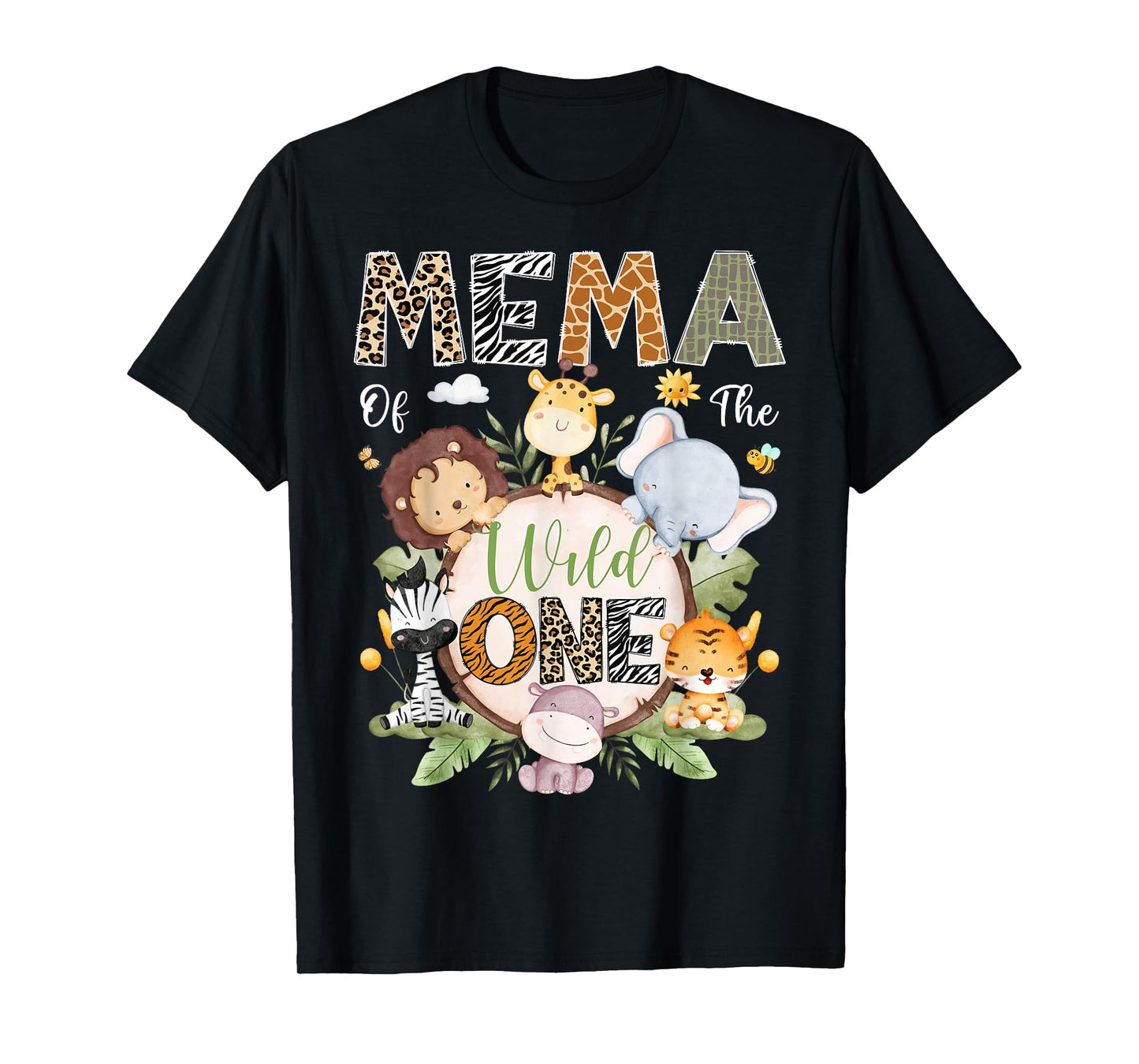 Mema of The Wild One 1St Birthday Jungle Safari Animals T-Shirt