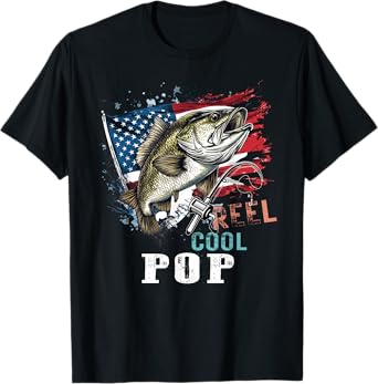 Reel Cool Pop Camouflage American Flag Father's Day T-Shirt