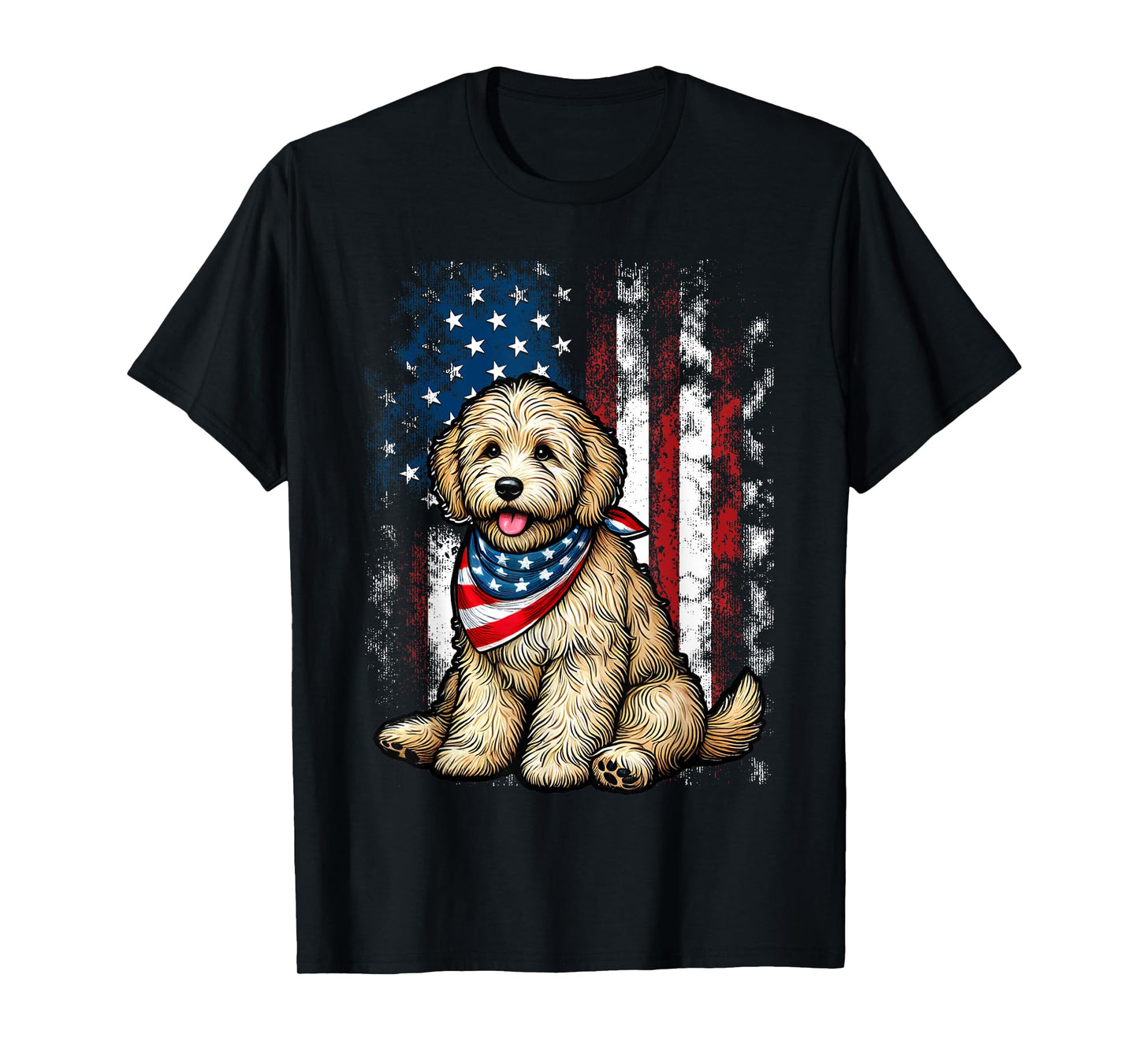 Goldendoodle 4th of July Patriotic Golden Doodle Dog T-Shirt