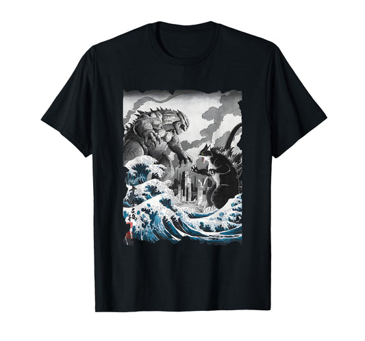 Kaiju Vs. Catzilla Sumi-e - Vintage Kanagawa Japanese Art T-Shirt