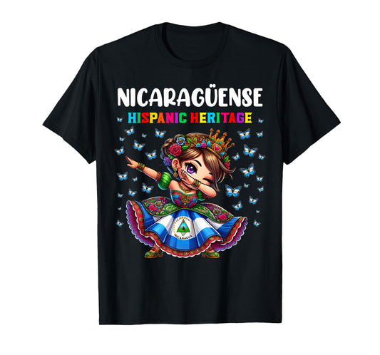 Nicaragua Hispanic Heritage Month Celebration girls kids T-Shirt