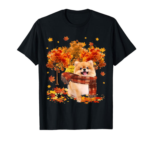 It's Fall Y'all Cute Pomeranian Autumn Tree Fall Leaves T-Shirt