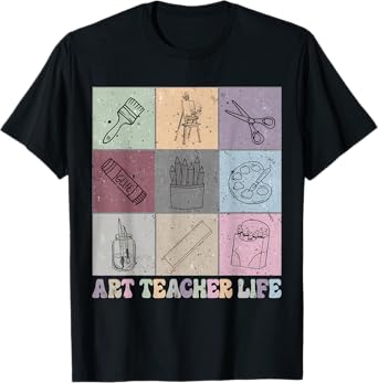 Funny Art Teacher Life Retro Groovy Teaching Future Artists T-Shirt