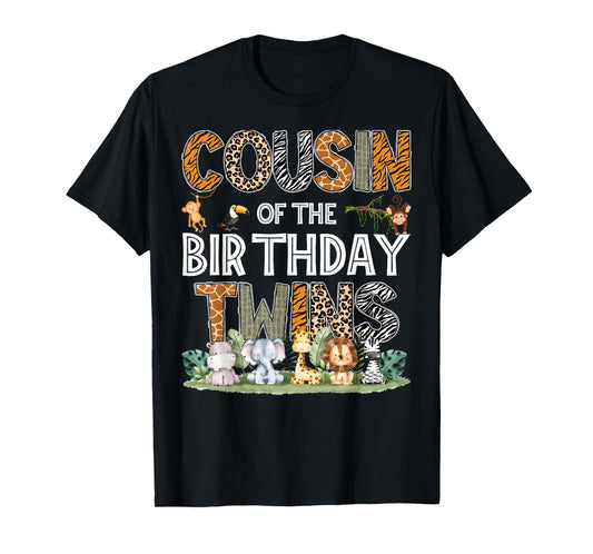 Cousin Of The Birthday Twins Safari Wild One Zoo Animal T-Shirt