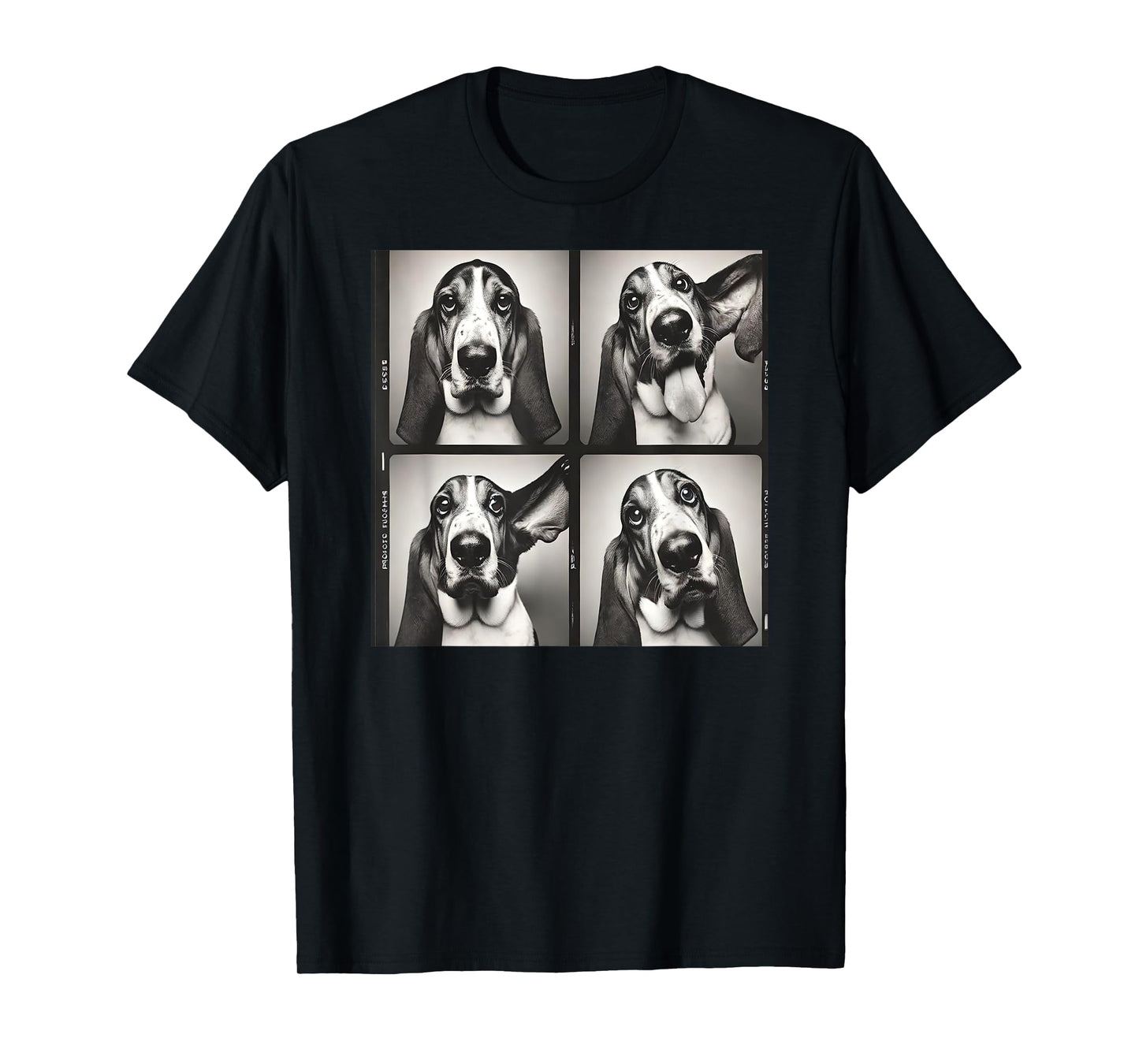 Retro Dog Basset Hound Photobooth Selfie Photostrip Dog Mom T-Shirt