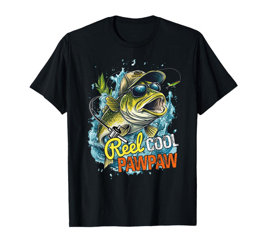 Mens Funny Fathers Day Vintage Fishing Reel Cool Pawpaw T-Shirt