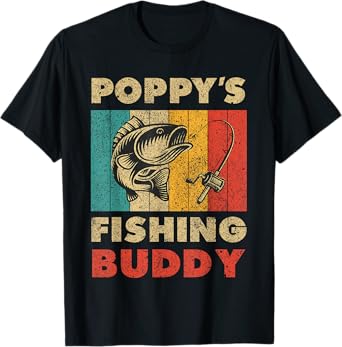 Funny Fishing Poppy's Fishing Buddy Vintage Fishing T-Shirt