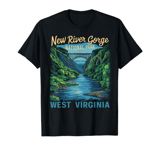 New River Gorge National Park Bridge Rafting Hiking Vintage T-Shirt