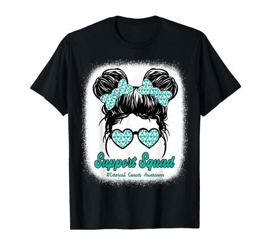 Support Squad Cervical Cancer Awareness Teal & White Ribbon T-Shirt