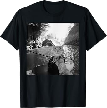 Funny Cat Selfie Sailing Boat Adventure Men Women Kids T-Shirt