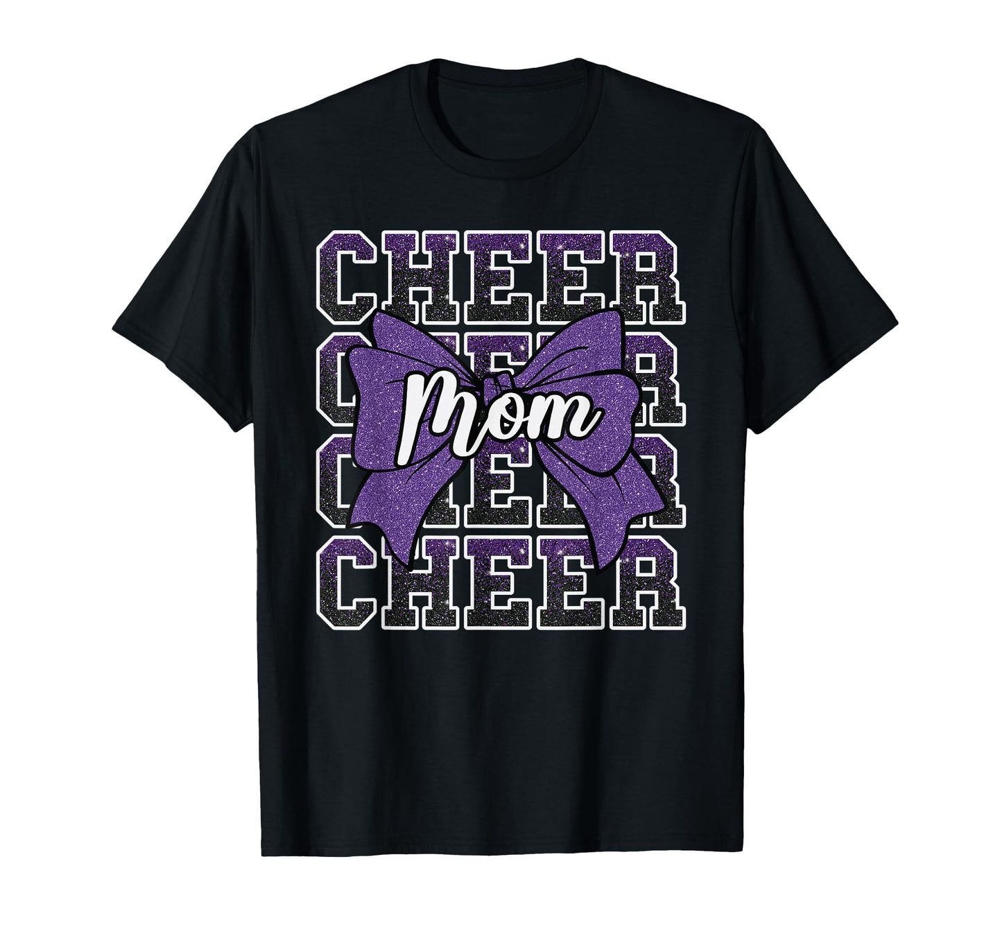 Cheer Mom Mama Bow Sport Cheerleader Cheerleading Purple T-Shirt