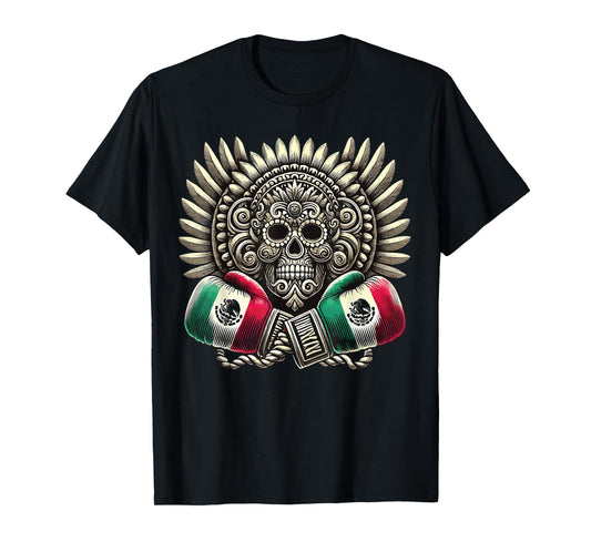 Aztec Mictlantecuhtli Mexican Pride Boxing T-Shirt