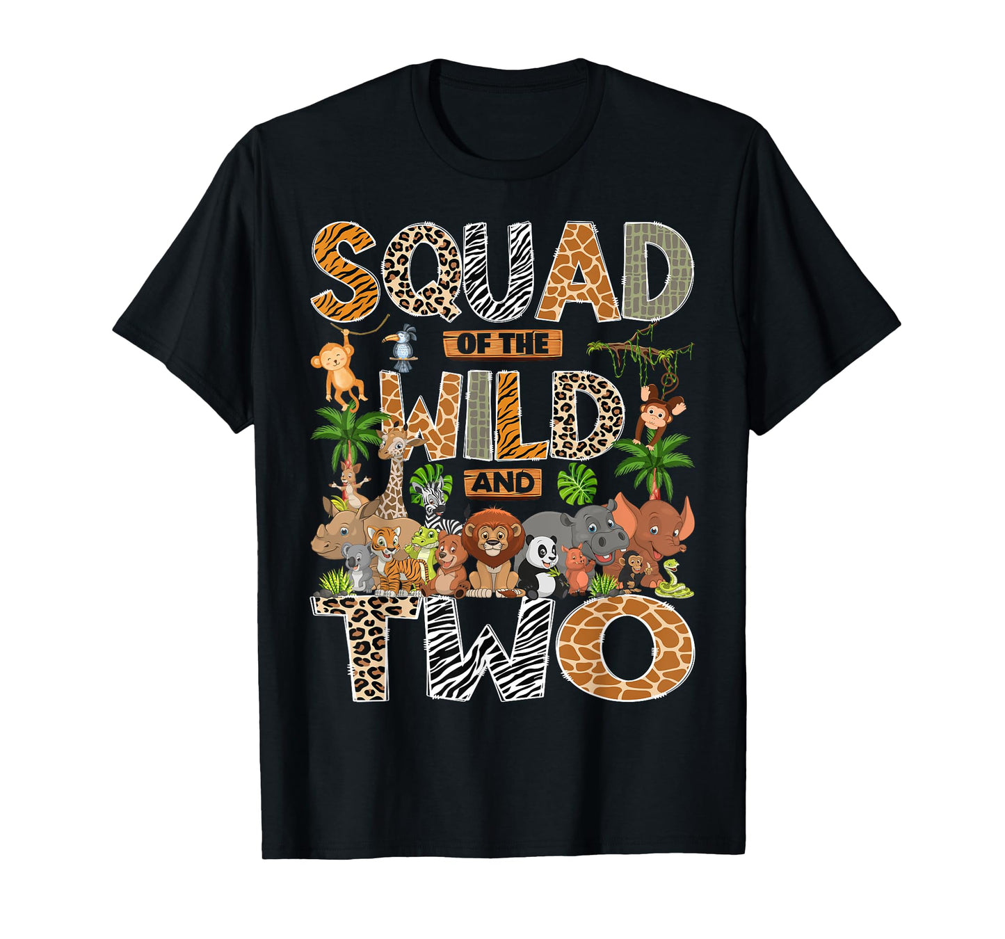 Squad Of The Wild & Two 2Nd Birthday Boy Safari Jungle T-Shirt