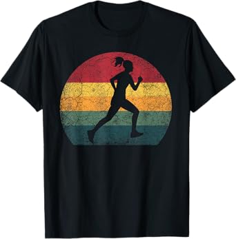 Runner Running Exercise Vintage Retro Style Girl Women Gift T-Shirt