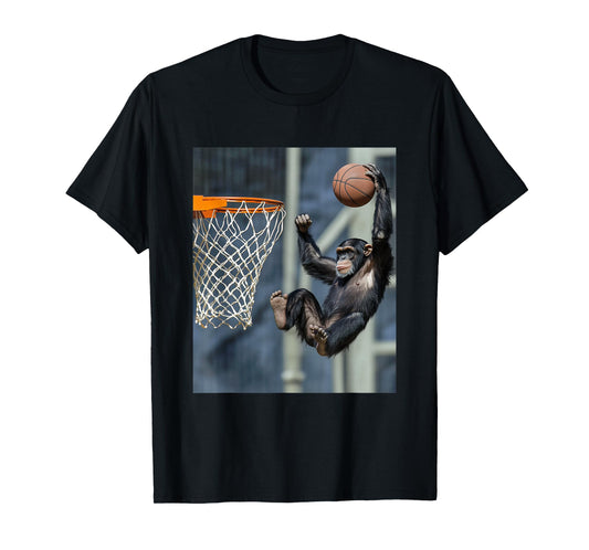 Chimpanzee Basketball Monkey Funny Graphic T-Shirt