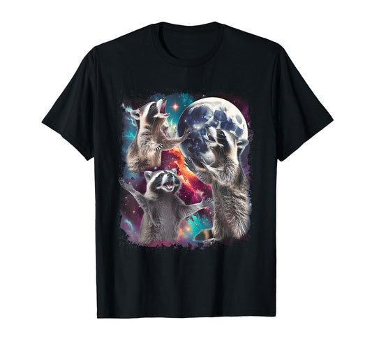 Racoons Howling At The Moon Vintage Raccoon Animal Lovers T-Shirt