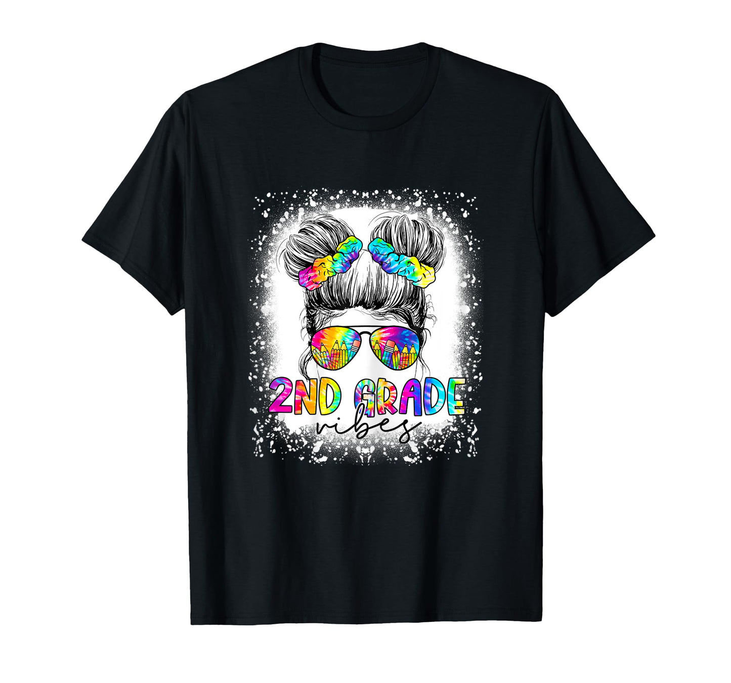 2nd Grade Vibes Teacher Kids Messy Hair Bun Back To School T-Shirt