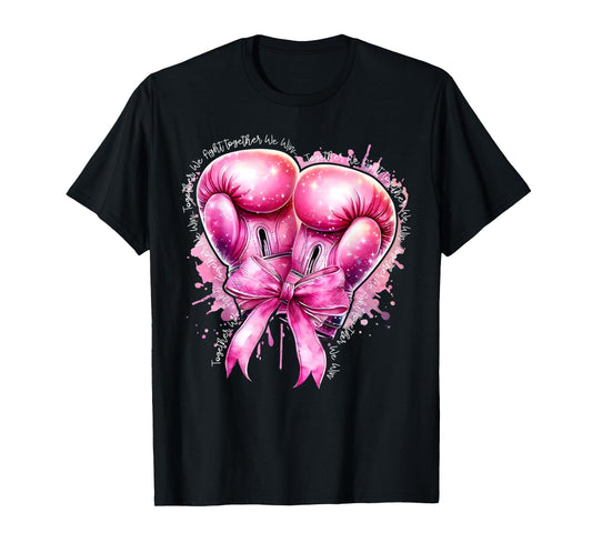 Together We Fight Pink Boxing Gloves Breast Cancer Awareness T-Shirt