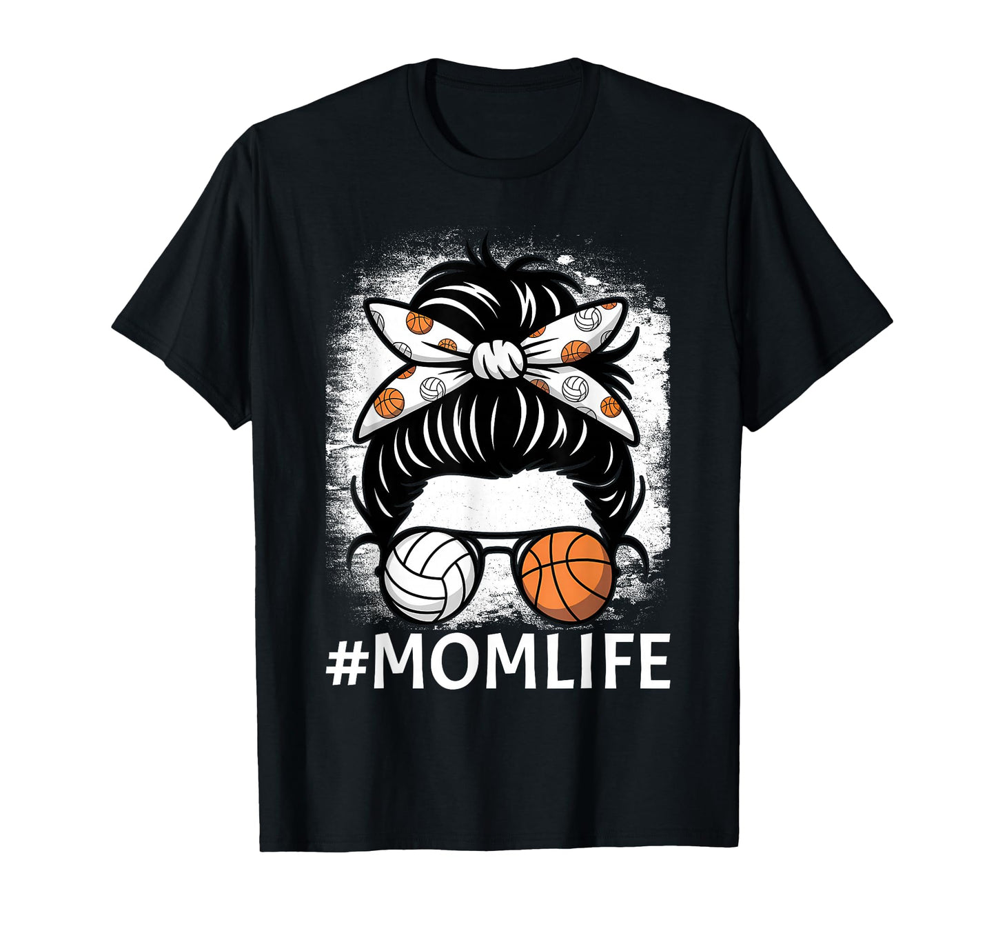 Dy Mom Life Volleyball Basketball Mothers Day Messy Bun T-Shirt