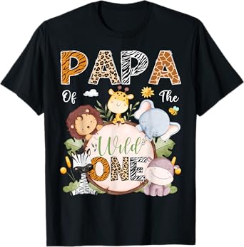 Papa Of The Wild One 1St Birthday Safari Jungle Animals T-Shirt