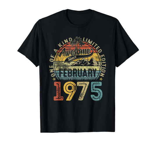 Funny 50 Years Old February 1975 Vintage 50th Birthday Women T-Shirt