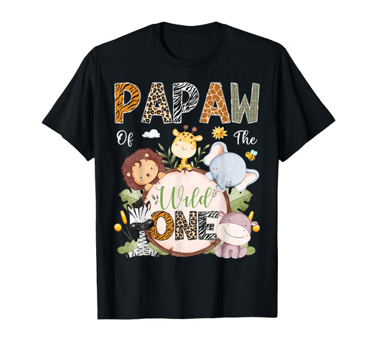 Papaw Of The Wild One 1St Birthday Safari Jungle Animals T-Shirt