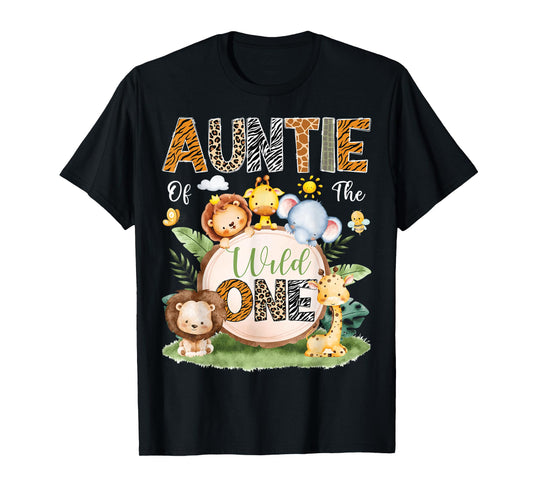 Auntie Of The Wild One 1St Birthday Boy Safari Jungle T-Shirt